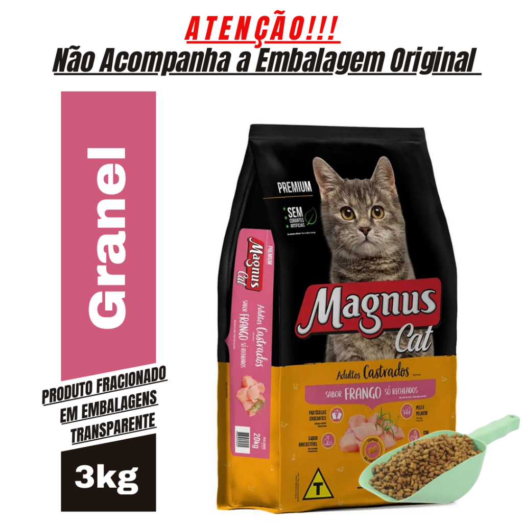Review Ração para Gato Magnus Cat Pastelzinho Gatos Castrados 3kg Granel Ração de Gato: Vale a Pena em 2026?