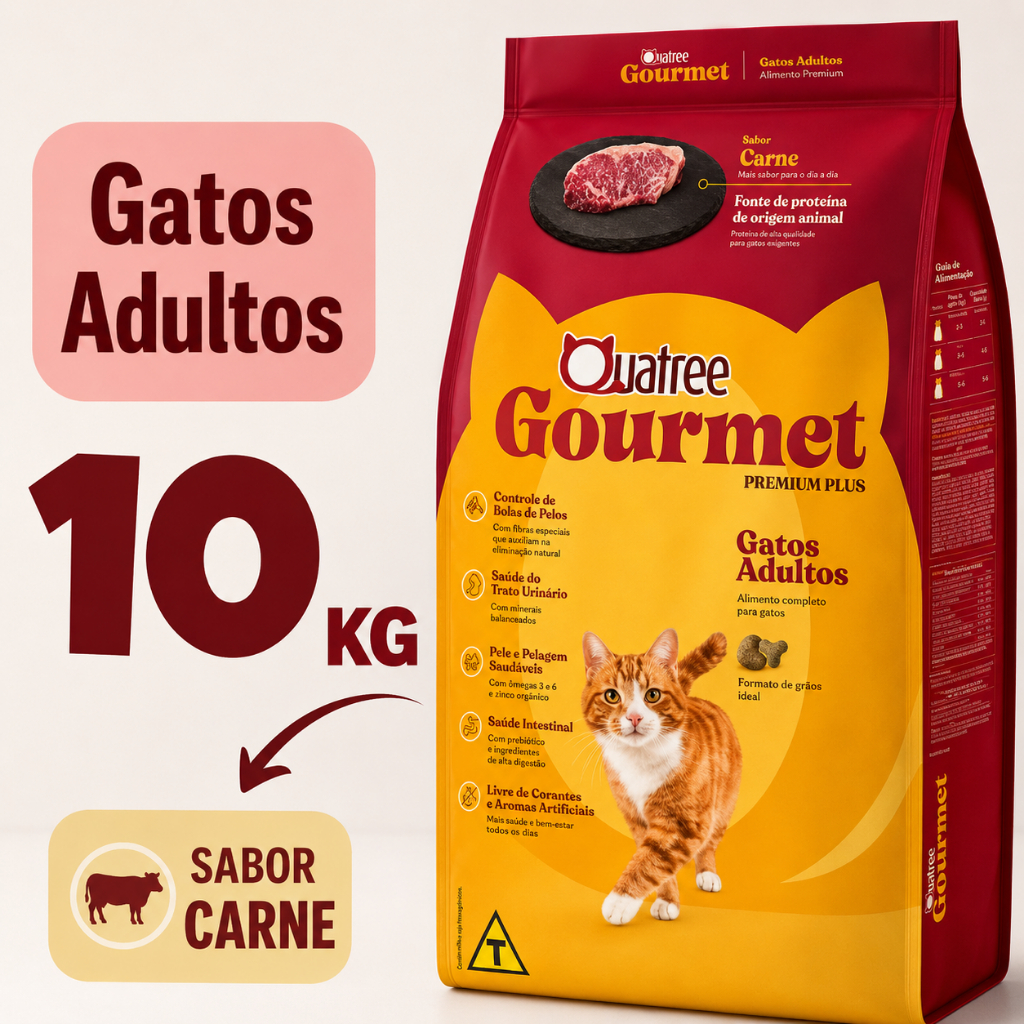 Review Raçâo Quatree Gourmet Gatos Carne 10kg PREMIUM ESPECIAL Raçâo Para Gatos Quatree 10KG: Vale a Pena em 2026?