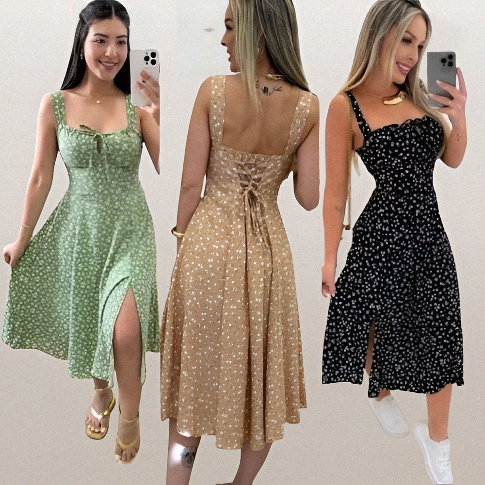 Review Vestido Feminino Mídi Romântico Estampa Floral | Fenda lateral Laço no Busto | Tendencia Moda: Vale a Pena em 2026?