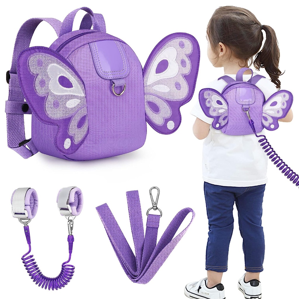 Review Metoo Coleira de mochila infantil Sling, mochila infantil borboleta fofa com corrente de pulso anti-perda, coleira de cinto de segurança mini mochila infantil para caminhada com alça de pulso para bolsa de viagem adequada para bebês meninas: Vale a Pena em 2026?