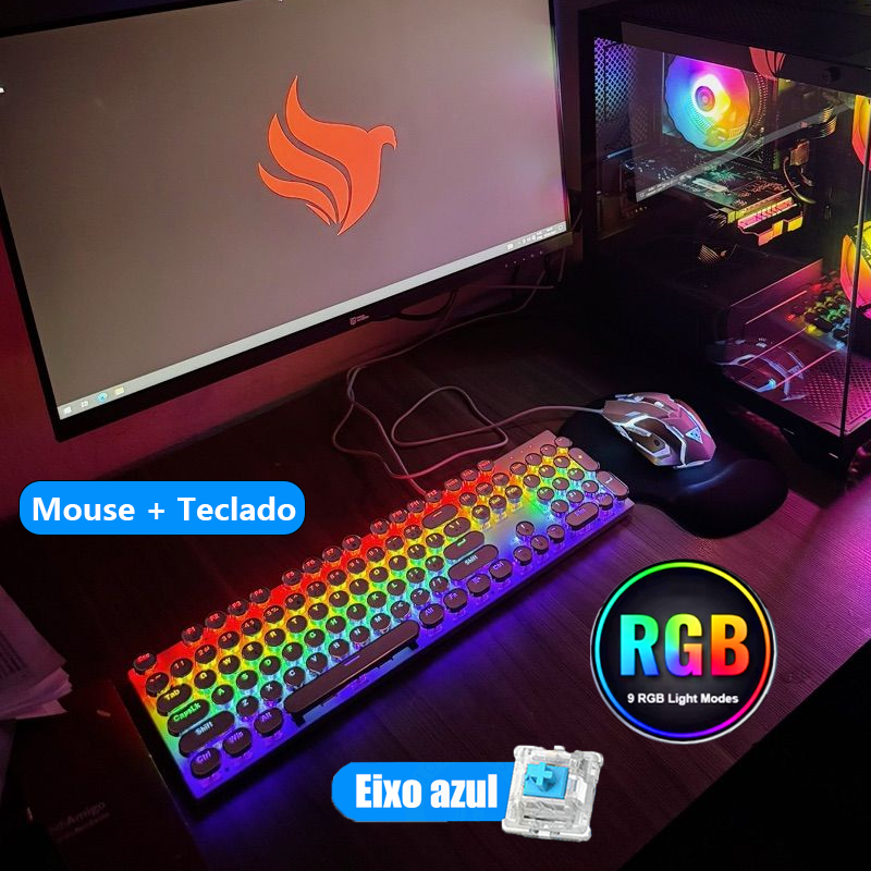 Review Teclado Mecânico Punk RGB Eixo Azul e Mouse Gamer Combo -H7/Teclado e mouse mecânicos/Teclado Mecanico Gamer: Vale a Pena em 2026?