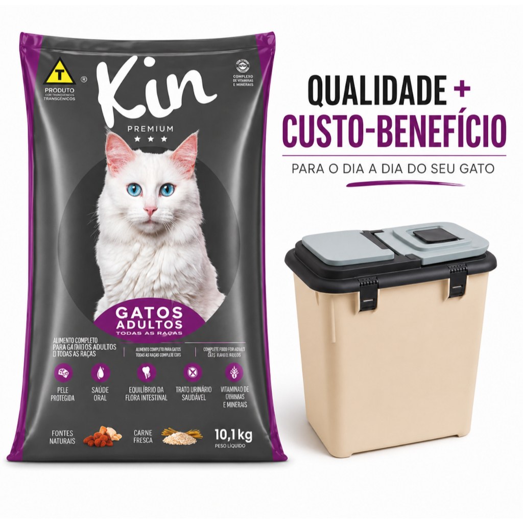 Review DISPENSER PORTA RAÇÃO 35L - Ração Kin Gatos Adultos 10,1kg - Alimento para gato: Vale a Pena em 2026?