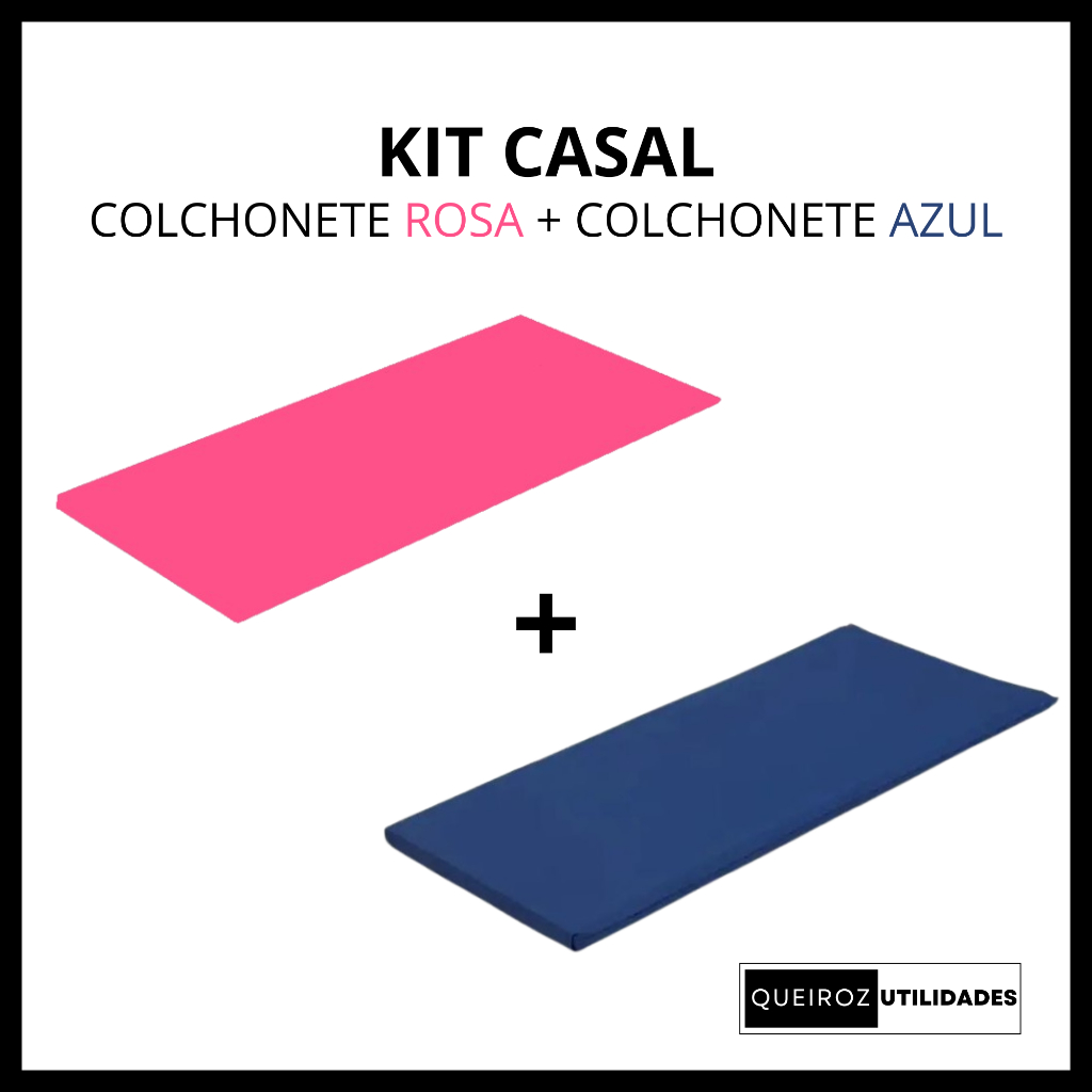 Review KIT CASAL COLCHONETE PARA ACADEMIA / YOGA / PILATES - 90x40x3cm - DUPLA COSTURA COLCHONETE ROSA + AZUL: Vale a Pena em 2026?