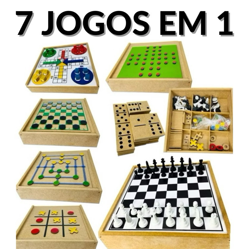 Review Jogo Tabuleiro 7 em 1 Xadrez Ludo Dominó Trilha Jogo da Velha Resta em Madeira Tabuleiro Educativo Jogos Tradicionais: Vale a Pena em 2026?
