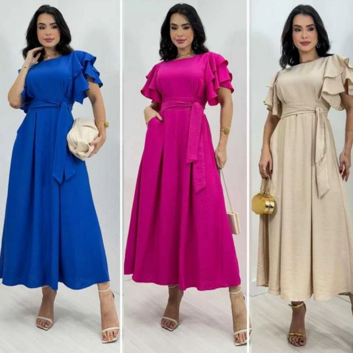 Review Vestido Feminino Manga Babado Detalhe Lastex na Costa Estilosa e confortável Tecido Duna não Amasa: Vale a Pena em 2026?