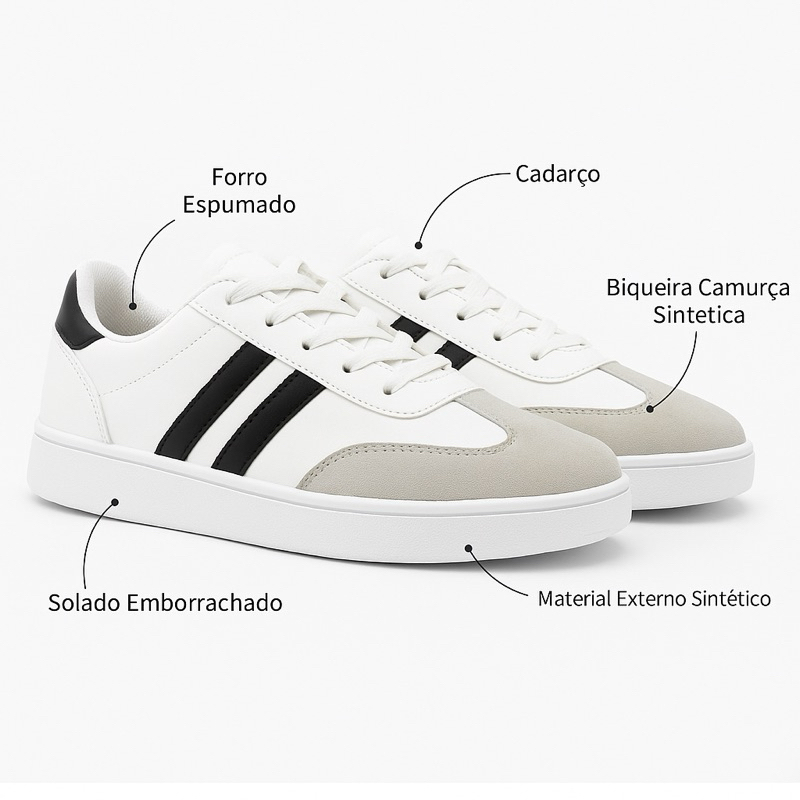 Review Tênis feminino casual samba tênis feminino academia casual moderno tênis solado reto casual preto e branco: Vale a Pena em 2026?