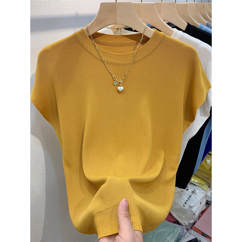 Review Camiseta de manga curta Camiseta de manga curta feminina Novo Estilo Camiseta de Seda de Verão Fina e Fina Camiseta de Verão Fina e Fina com aspecto mais fino Camiseta de Pescoço Redondo: Vale a Pena em 2026?