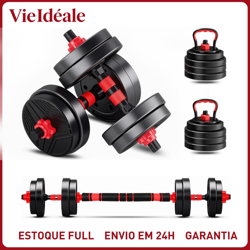 Review Kit 6 Em 1 Musculação 15kg Halteres Anilhas Barras Kettlebell Ajustáveis Academia Treino em Casa: Vale a Pena em 2026?