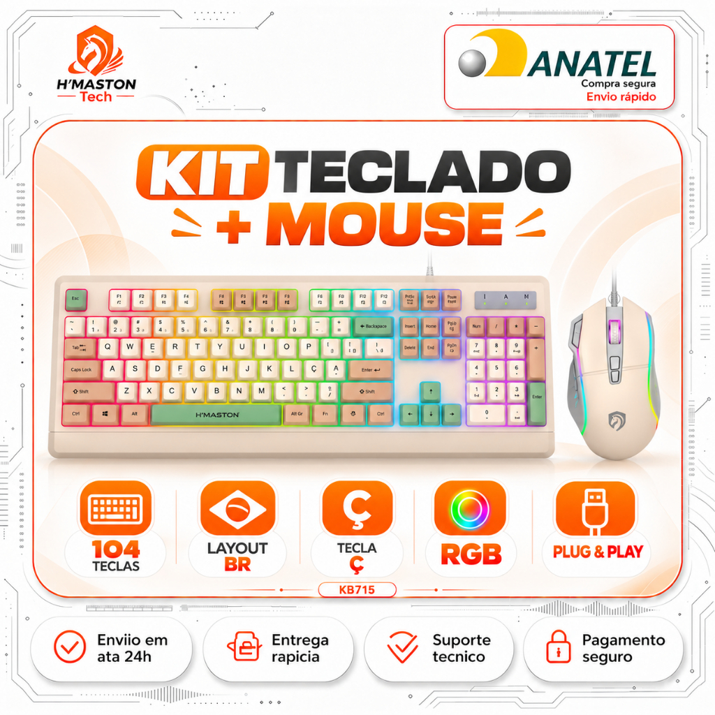 Review H'MASTON KB715 Teclado Mecânico 100% Teclado Gamer Teclado Com Fio Mouse e Teclado e Mouse Com Fio Teclado Semi Mecanico: Vale a Pena em 2026?