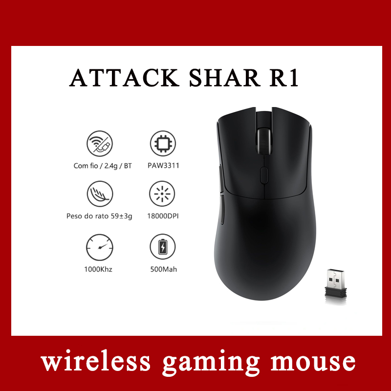 Review Mouse Gamer Sem Fio Bluetooth ATTACK SHAR R1 18000DPI PAW3311 Conexão Tri-modo Sem Fio, Mouse Gamer com Macro: Vale a Pena em 2026?