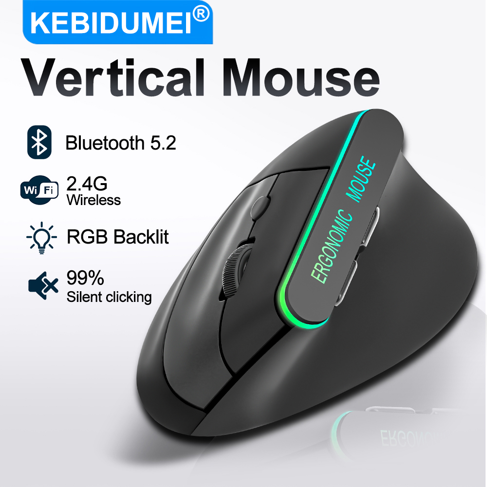 Review Mouse Vertical de Modo Duplo, Mouse Sem Fio RGB Recarregável, Mouse Bluetooth Silencioso, Mouse Ergonômico de: Vale a Pena em 2026?