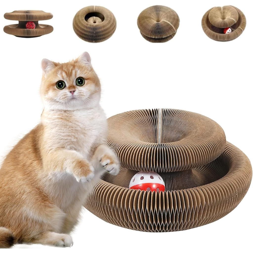 Review Brinquedo Arranhador para Gatos Kitty Curlz, Brinquedo Arranhador com Bola de Sino, Arranhador de Papelão Reversível Est: Vale a Pena em 2026?