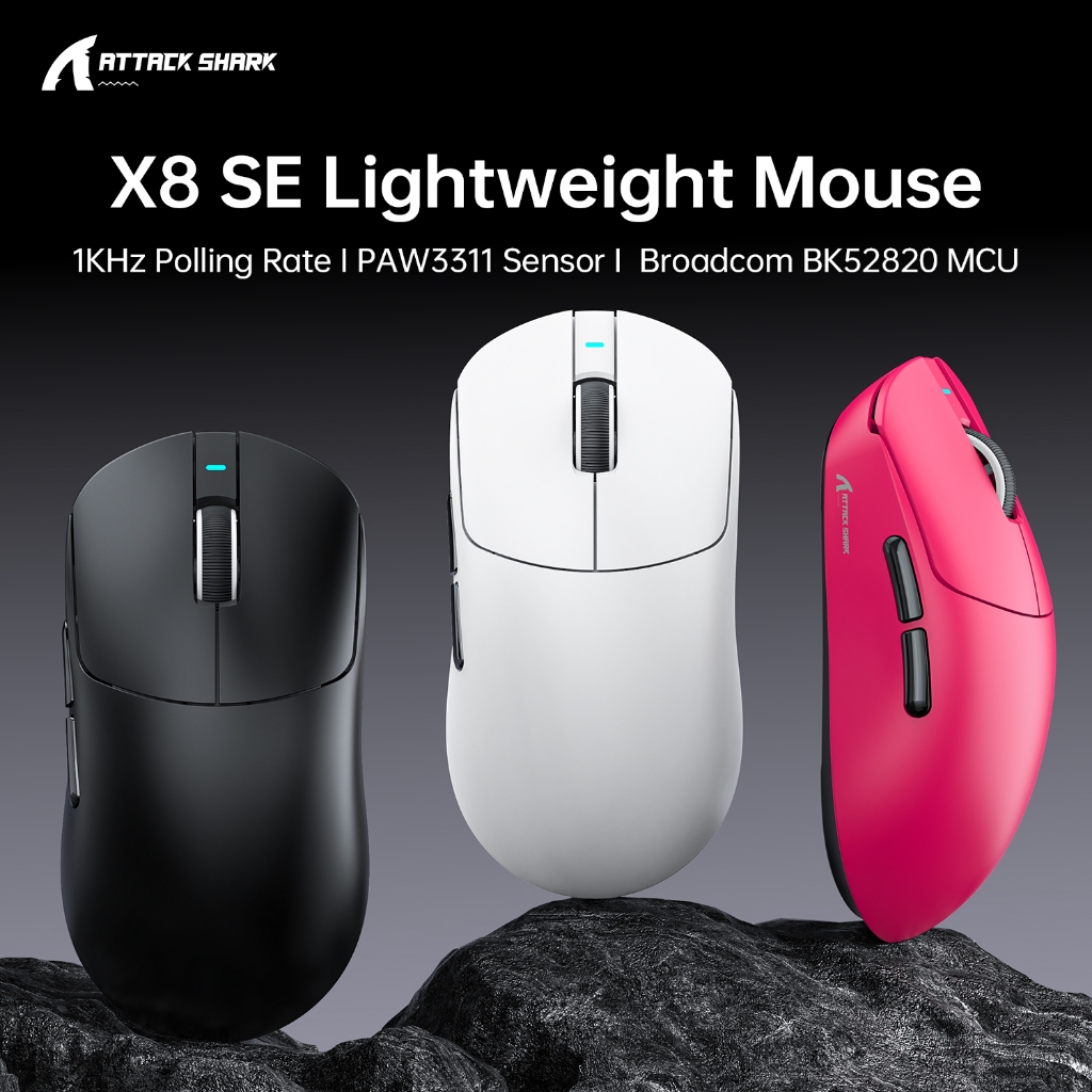 Review Mouse Gamer Attack Shark X8 SE Sem Fio 55g Ultra-Leve 1KHz com fio/sem fio PAW3311 25K DPI Tri-Modo 80M cliques: Vale a Pena em 2026?