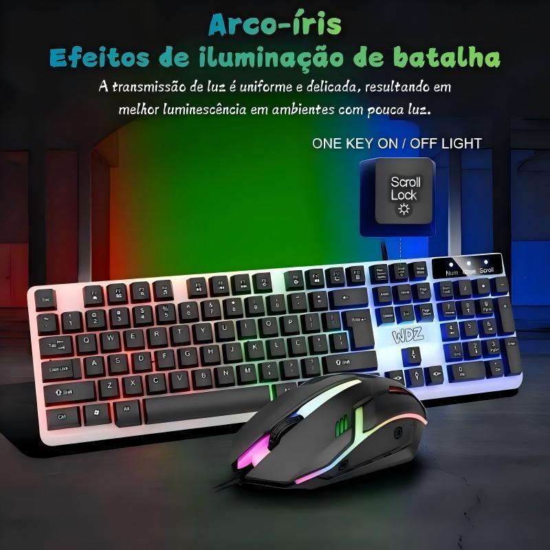 Review Conjunto de teclado e teclado USB com fio, teclado gamer retroiluminado de 104 teclas, compatível com laptops e desktops: Vale a Pena em 2026?