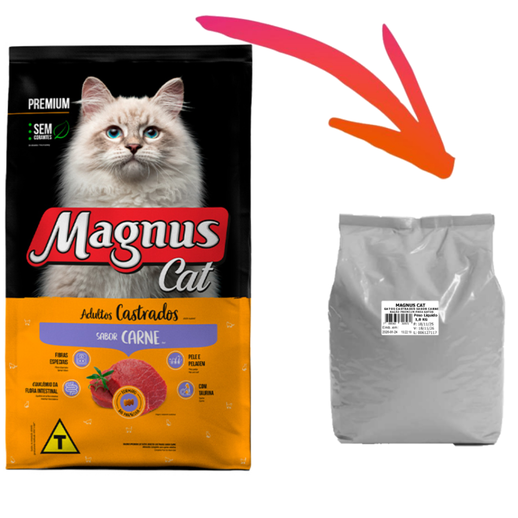 Review Kit 3un x 1kg Raçao Gatos Castrados Sabor Carne  Magnus Cat FRACIONAD0 Raçao Premium Para Gatos: Vale a Pena em 2026?