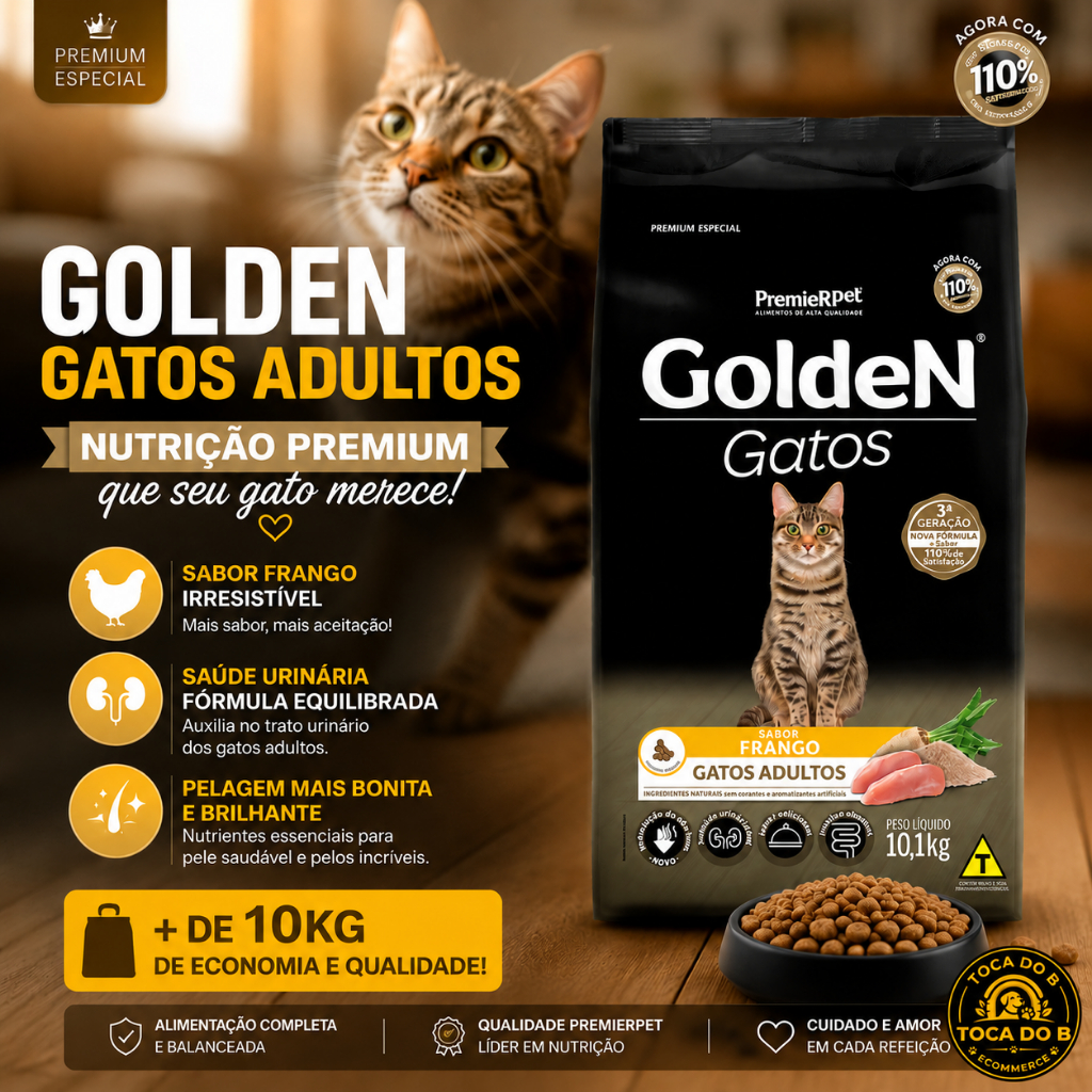 Review Ração Golden Gatos Adultos Frango 10 kg Original | Saúde Urinária Ração | Premium Para Gato Adulto: Vale a Pena em 2026?