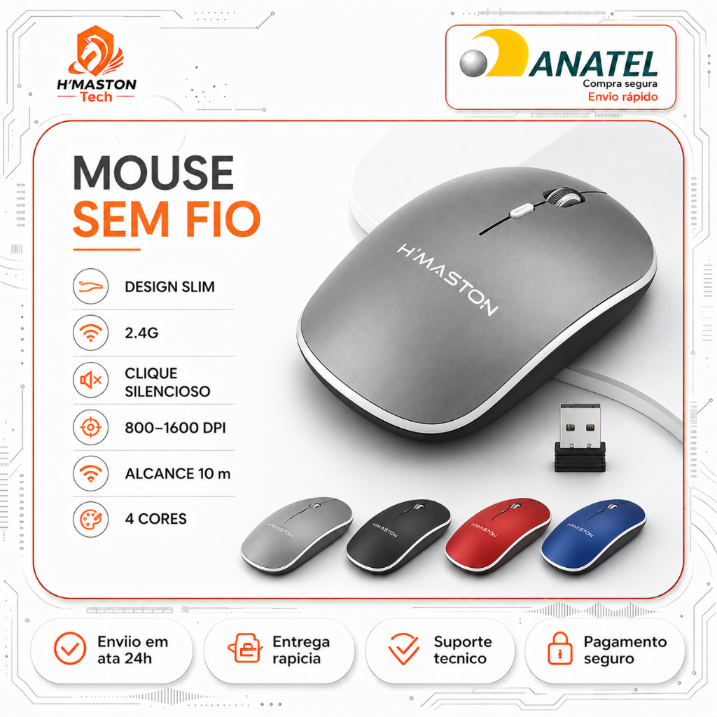 Review H'maston E-1600 Mouse Sem Fio Para Notebook Mouse Gamer Sem Fio Mause Mouse Bluetooth Mouse Ergonômico Sem Fio: Vale a Pena em 2026?