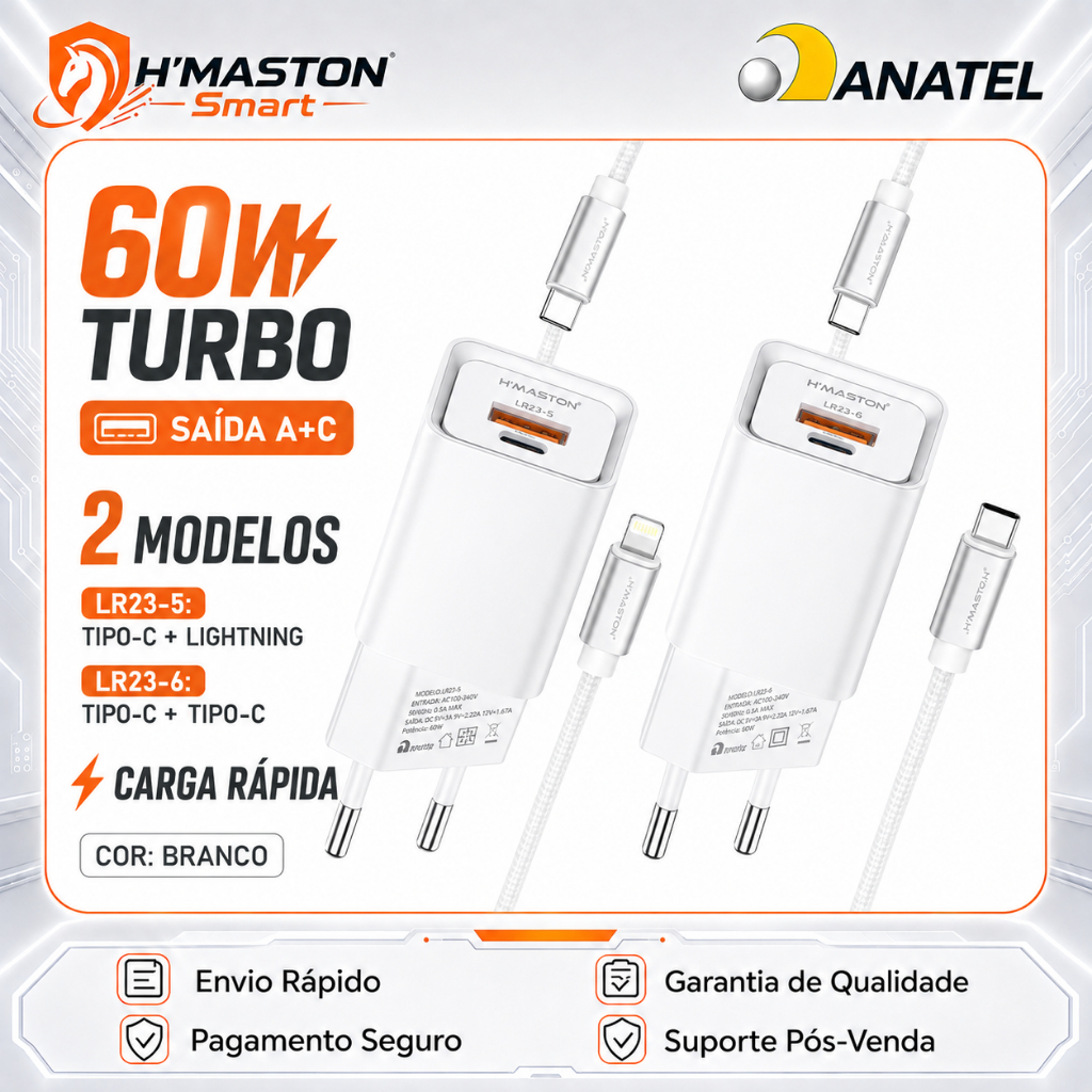 Review H'MASTON LR23 Carregador Turbo Tipo c Carregador Tipo c Cabo Carregador Tipo c Turbo Cabeça De Carregador Tipo c: Vale a Pena em 2026?