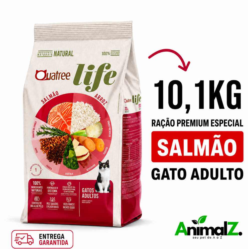 Review Ração Quatree Life 10.1Kg Ração Quatree Gatos Adultos Salmão e Arroz Ração Quatree Gatos 10Kg: Vale a Pena em 2026?