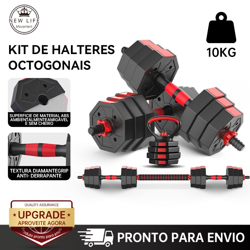 Review Halteres de musculação 10kg Kit Halteres Barras Kettlebell Peso Musculação 6 em 1 halteres: Vale a Pena em 2026?