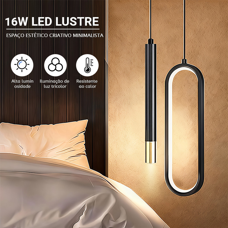 Review 💡💡💡luminária pendente led lustre pendente led luminária de teto led tricolor bivolt 110v 220v oval preta para quarto: Vale a Pena em 2026?