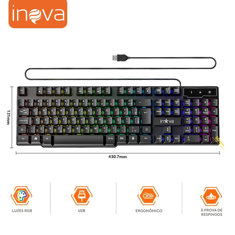 Review INOVA Teclado Gamer 107 Teclas Teclado silencioso RGB Teclado de Jogo Ergonômico Anti-Respingo: Vale a Pena em 2026?