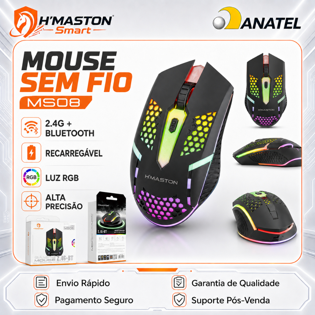 Review H'Maston MS08 Mouse Sem Fio Para Notebook Mouse Gamer Sem Fio Mouse Sem Fio Recarregável Mouse Sem Fio Gamer: Vale a Pena em 2026?