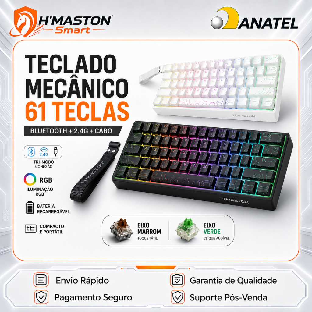 Review H'MASTON TK12 Teclado Mecânico 60% Teclado Gamer Mecanico Teclado Mecânico Sem Fio Teclado Gamer Sem Fio: Vale a Pena em 2026?