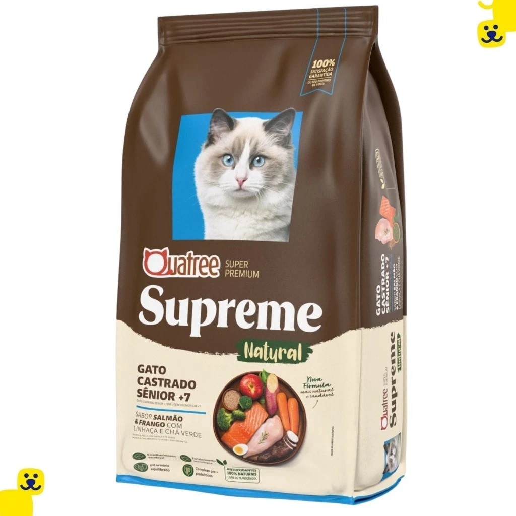 Review Ração Gato Castrado Ração Quatree Supreme Sênior 7+ Salmão Frango 10,1Kg Natural Ração Gato Castrado: Vale a Pena em 2026?