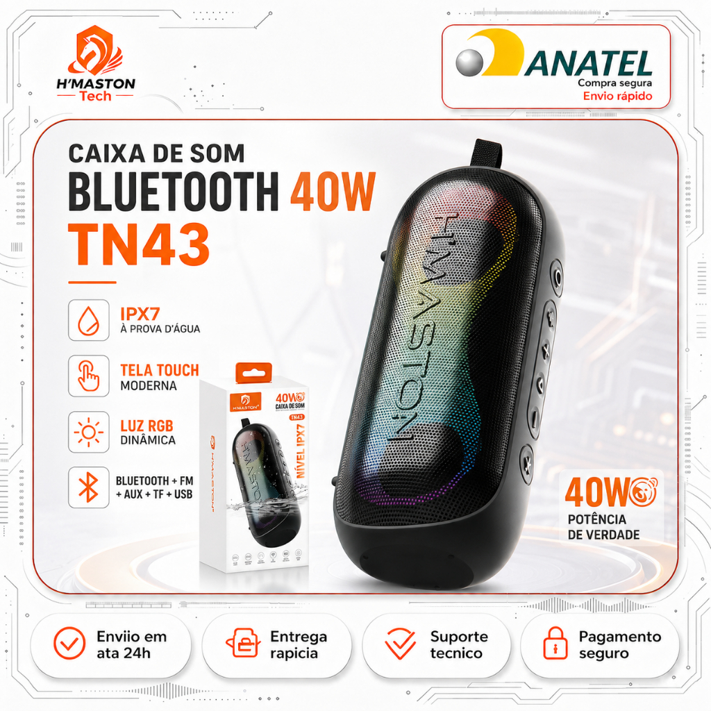 Review H'maston TN43 Caixinha De Som Bluetooth Caixa De Som Bluetooth Portátil Caixa De Som Bluetooth Caixa Som Caixa Bluetooth: Vale a Pena em 2026?