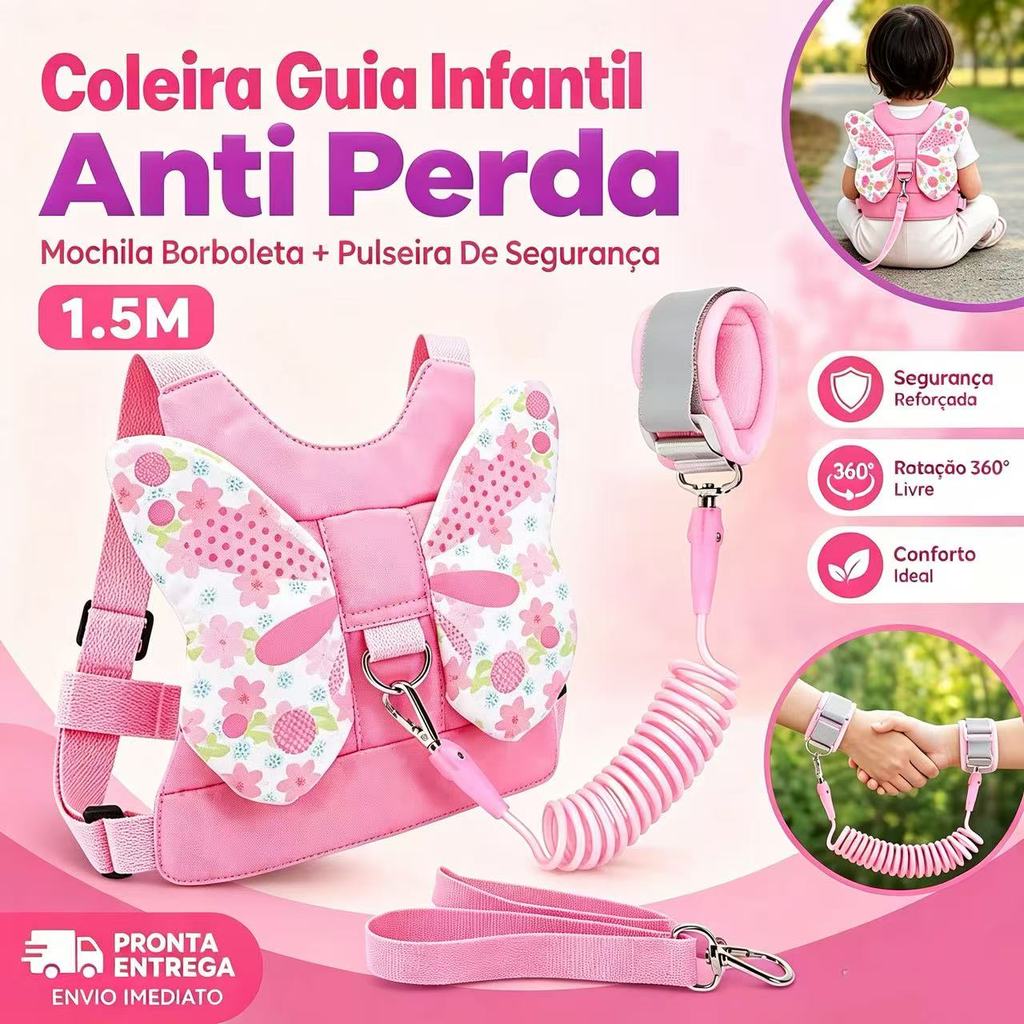 Review Coleira Infantil Mochila Guia De Segurança Anti Perda Com Cinta Pulseira Guia Para Criança Infantil: Vale a Pena em 2026?
